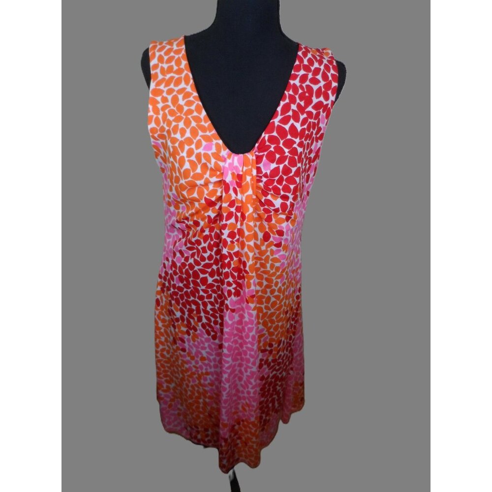 Chaus Womens Dress M Multicolor Leaf Print Sleeveless V-Neck Summer Casual